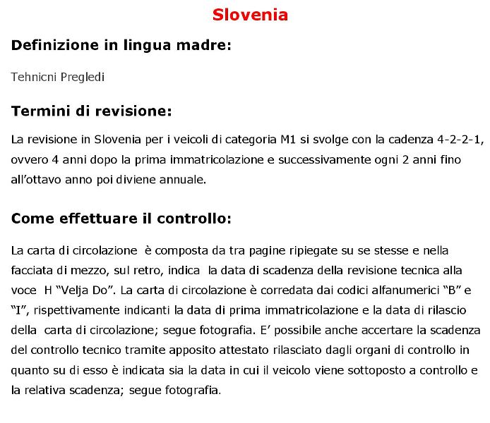 revisione auto slovenia